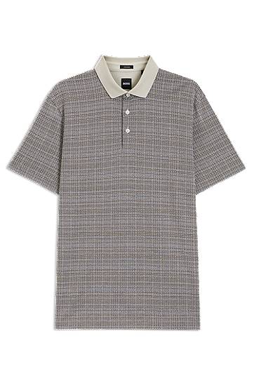 Поло тениска BOSS Grid Pattern Mercerized Cotton Polo Shirt Бежово | 50543402, 0