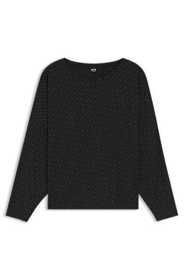 Пижама BOSS Monogram-print pyjama top with batwing sleeves Черно | 50550693