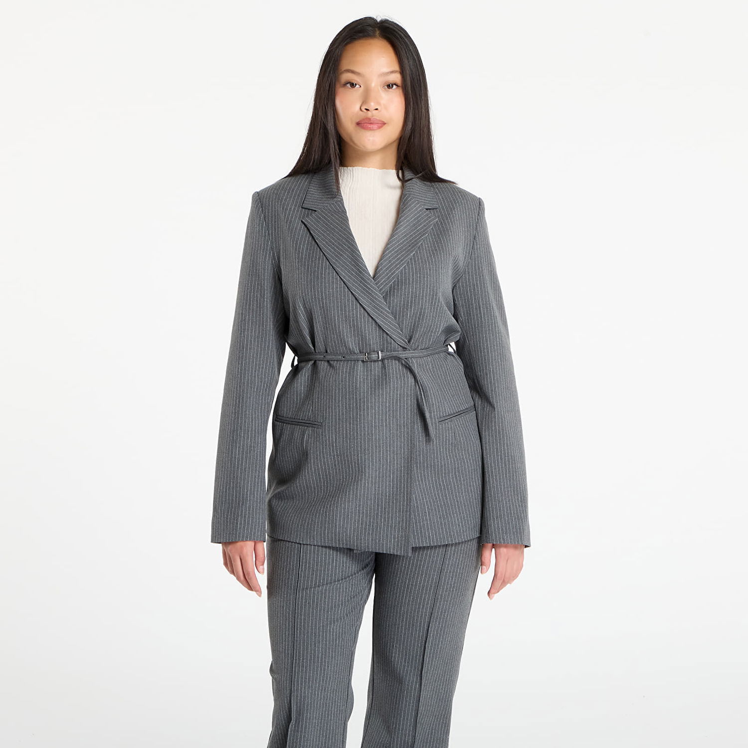 Яке Samsoe Samsoe Samsøe Samsøe Salot Pinstripe Blazer with Belt Сиво | F25300119_CLR002319, 0