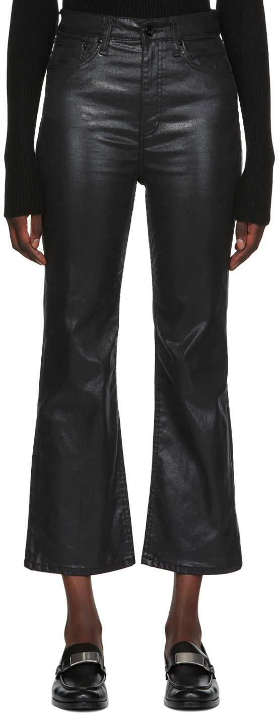 Дънки rag & bone Women's Casey Bootcut Coated Jeans Черно | WDD22F2917SGBL, 0