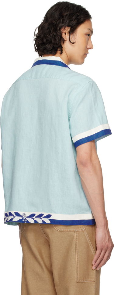 Риза Bode Bode Seedling Stripe Linen Resort Shirt Синьо | MRS25SH031, 2