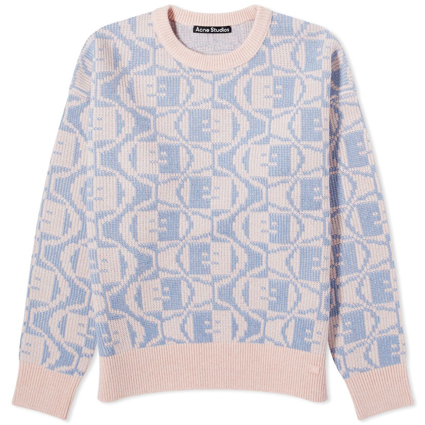 Пуловер Acne Studios Katch 2 Tone Face Jumper "Faded Pink Melange/Light Blue" Розово | C60081-DLG