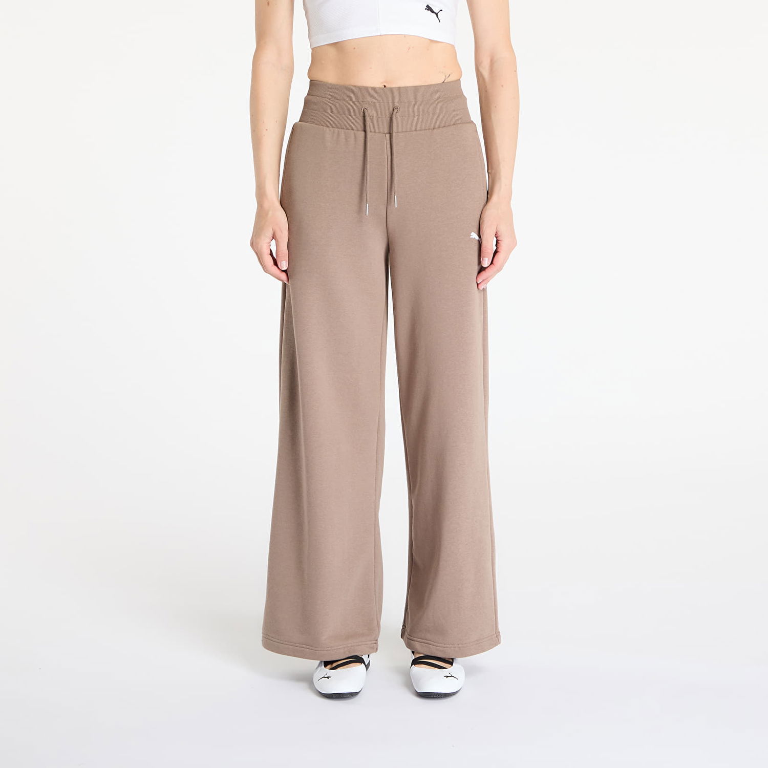 Панталони Puma Puma Wardrobe Essentials Relaxed Wide Leg Sweatpants Кафяво | 62975493, 0