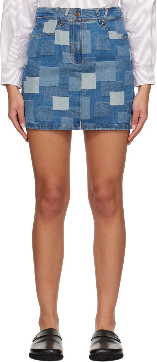 Пола A.P.C. Mary-Jane Denim Miniskirt Тъмно синьо | COGWH-F06394