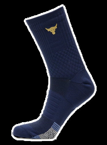 Under Armour Project Rock Ad Playmaker 1-Pack Mid Socks Midnight Navy/ Hushed Blue/ Metallic Gold 1376230-410