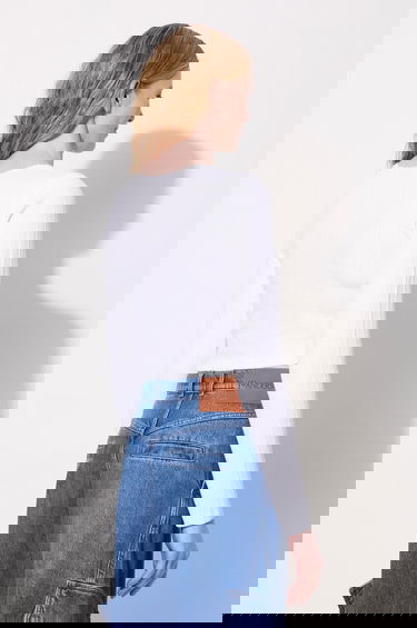 Съкратен топ JW Anderson JW Anderson Ribbed Cropped Anchor Embroidery Longsleeve Top Бяло | JO0211.PG1501.001, 2