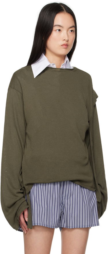 Пуловер Ottolinger Ottolinger Deconstructed Linen Longsleeve T-Shirt Зелено | 10510120601, 1