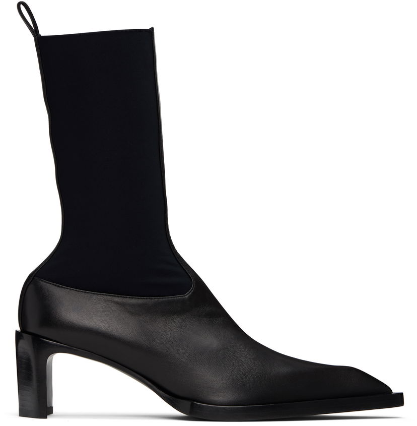 Кецове и обувки Jil Sander Jil Sander Leather Kitten Heel Ankle Boots Черно | J16WU0056_P5810