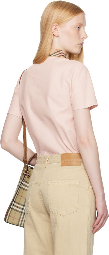 Поло тениска Burberry Burberry Check Collar Polo Розово | 8110317, 2