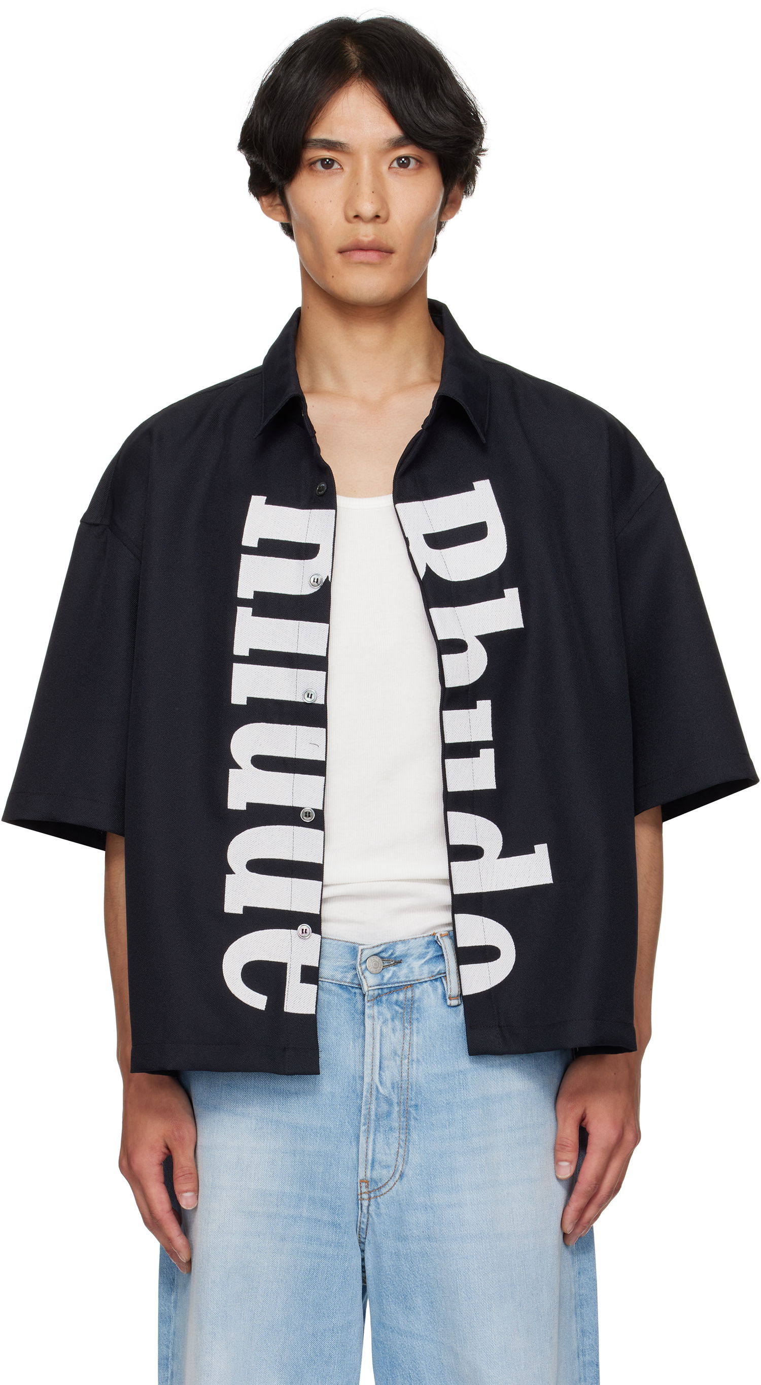 Риза Rhude Rhude Center Logo Button-Up Shirt Черно | RHPF25SR01731, 0