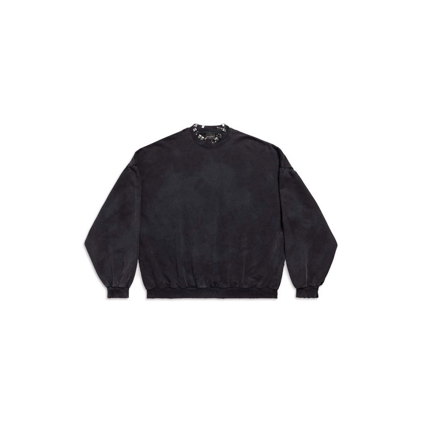 Пуловер Balenciaga Pierced Round Sweatshirt Черно | 762718TPVD91055