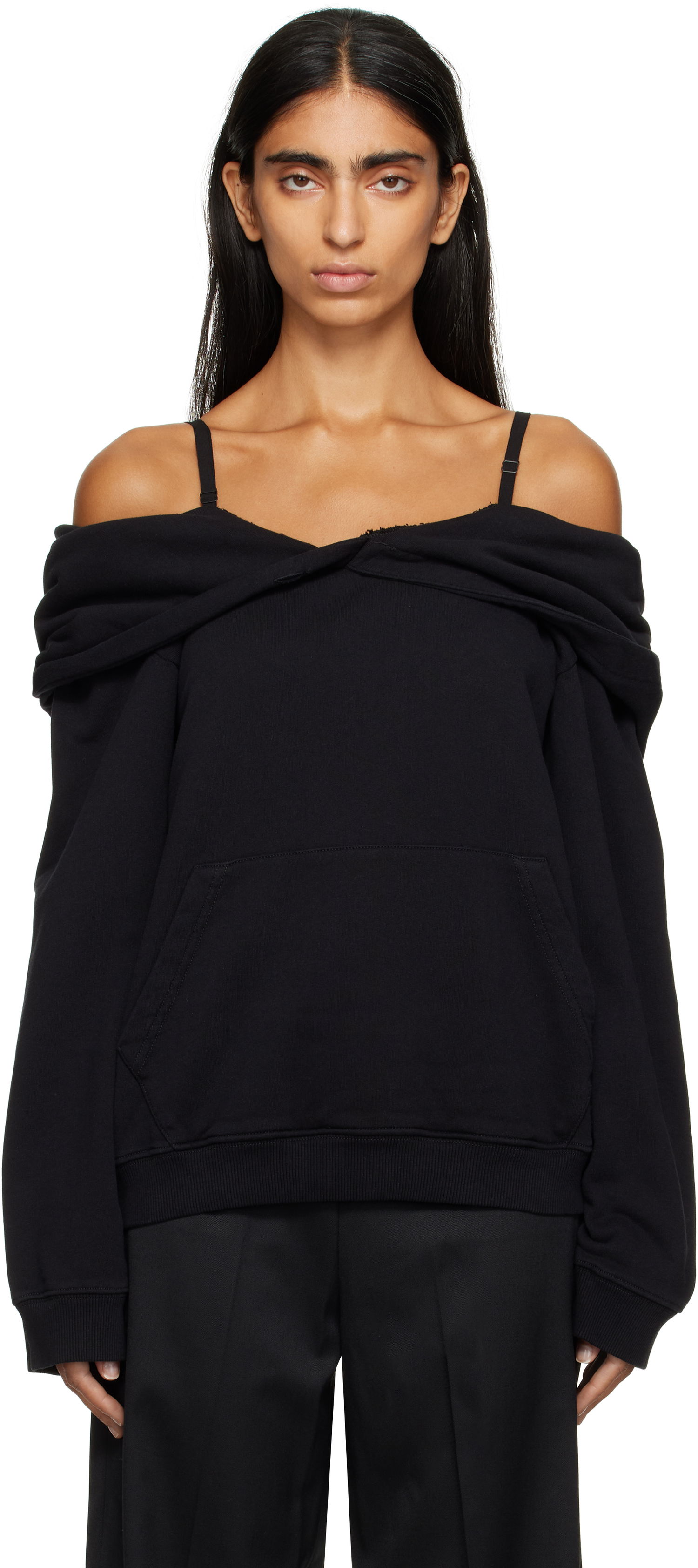 Суитчър Maison Margiela MM6 Maison Margiela Off-The-Shoulder Hoodie Черно | S52GU0244 M25014, 0