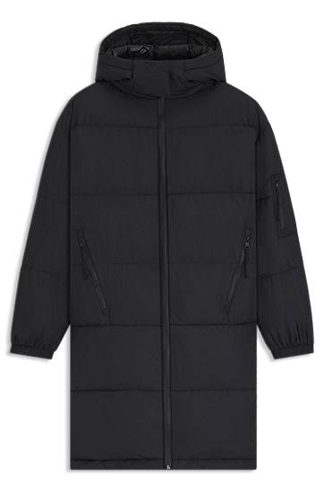 Парка BOSS Water-repellent Padded Parka Jacket with Detachable Hood Черно | 50546807