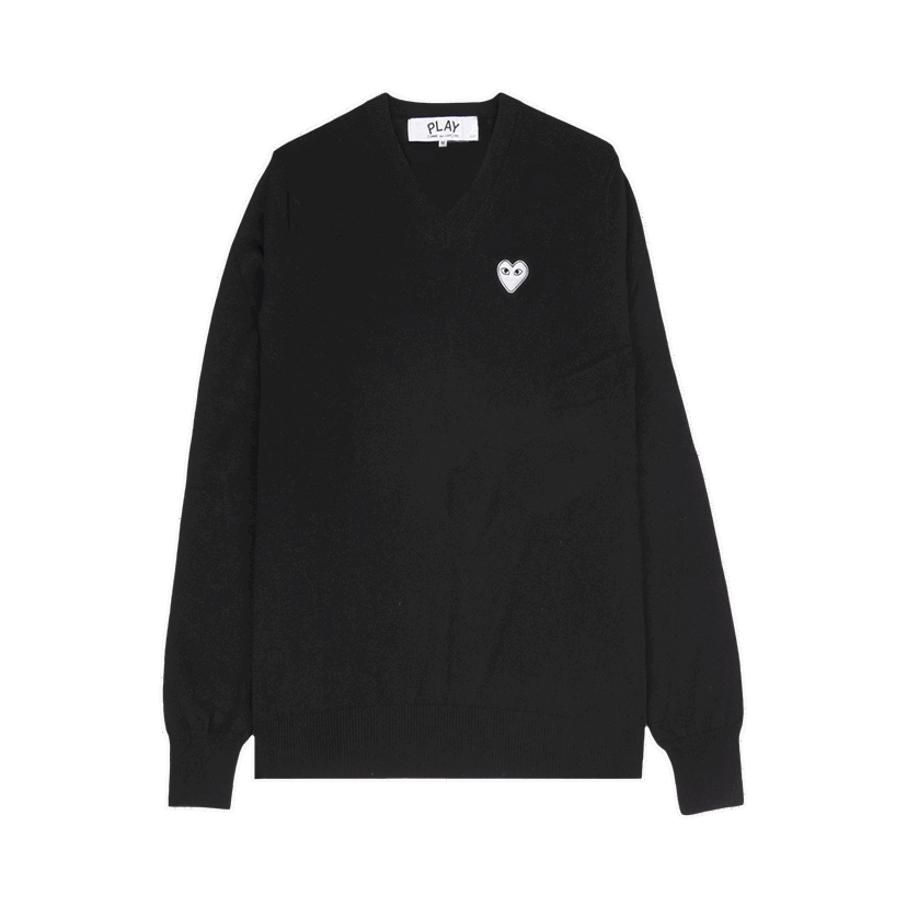 Пуловер Comme des Garçons PLAY Heart V-Neck Sweater Черно | AZ N060 051 1