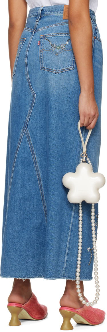 Пола Anna Sui Embroidered Denim Midi Skirt Синьо | 0123F10, 2