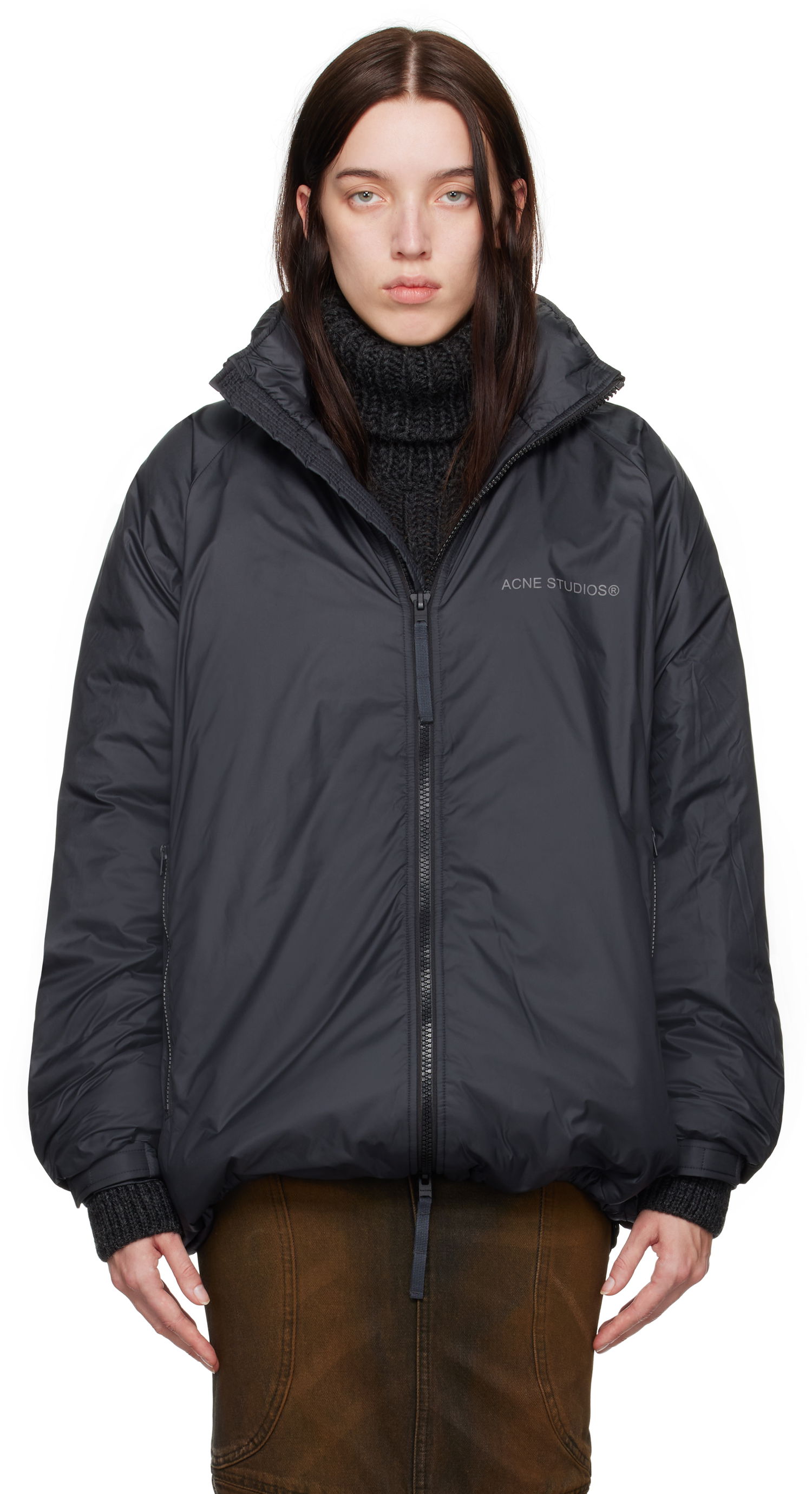 Пухо яке Acne Studios Reflective Logo Down Jacket Черно | B90788-, 0