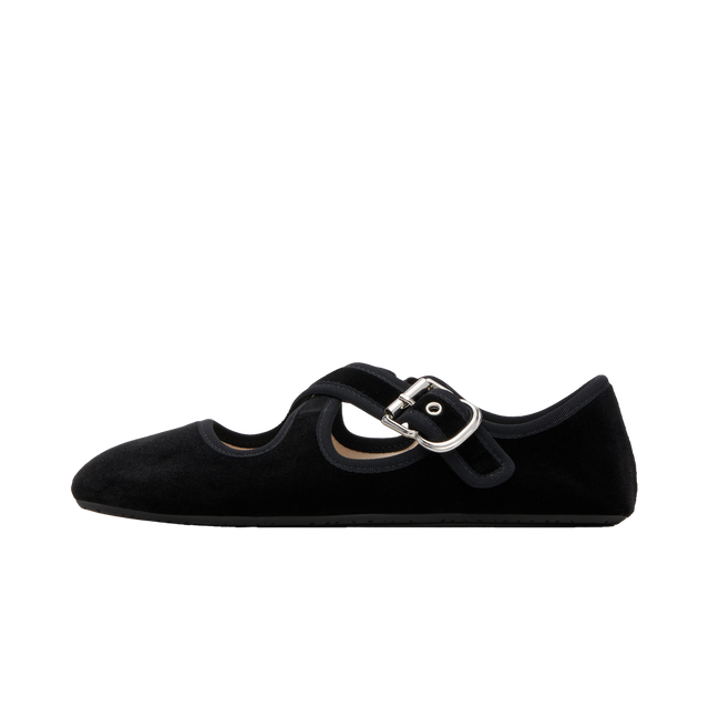 ALAÏA Criss Cross Velvet Ballerina Flats