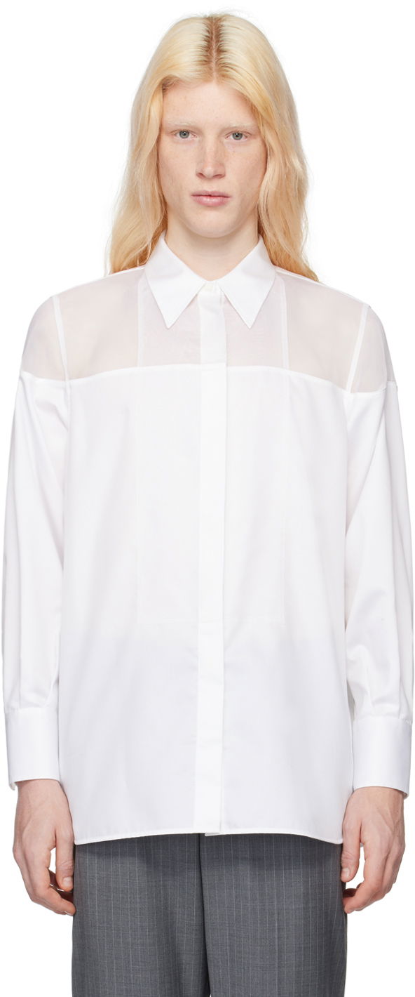 Риза Helmut Lang Sheer Yoke Shirt Бяло | N09HW504