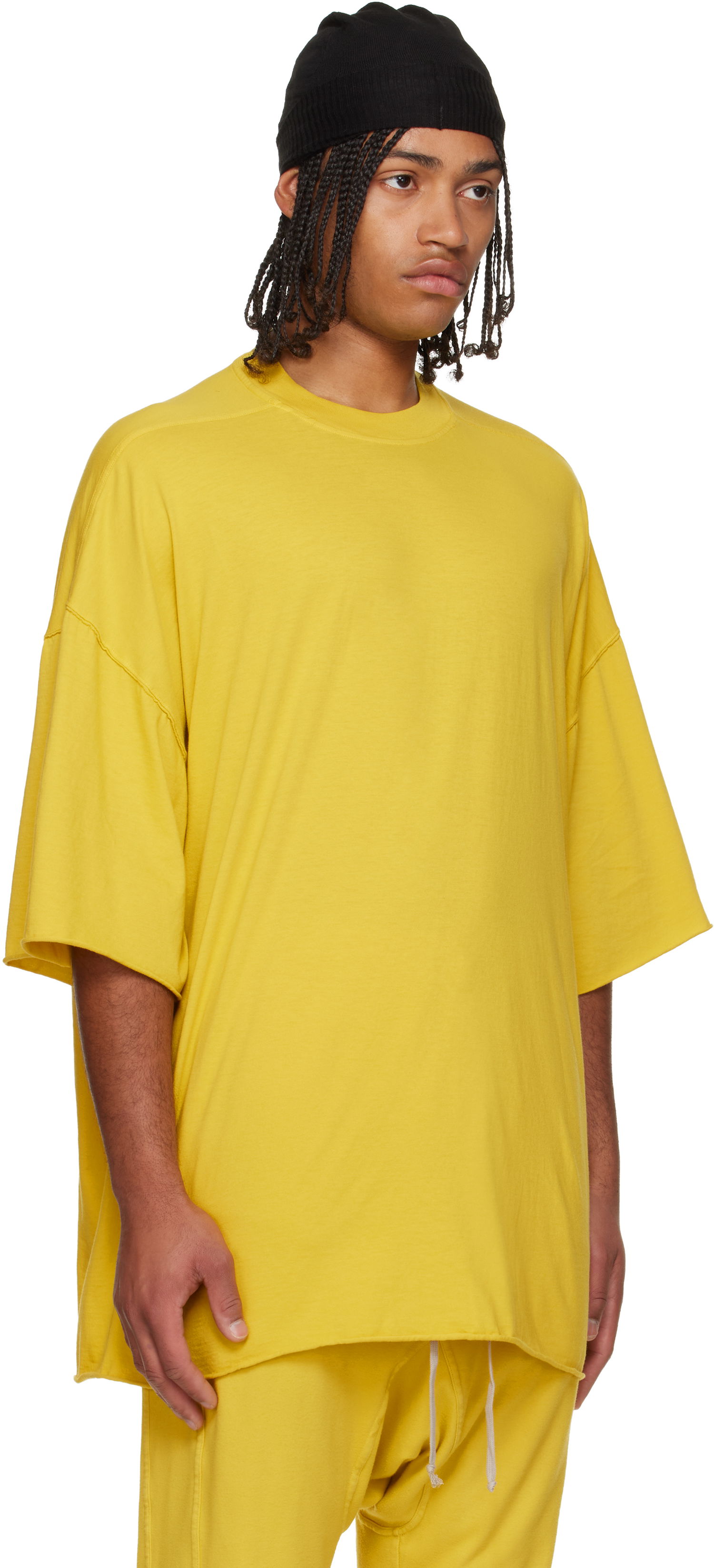 Тениска Rick Owens Concordians Tommy Oversized Raw-Edge Short Sleeve T-shirt Жълто | DU02E7259 RN, 1