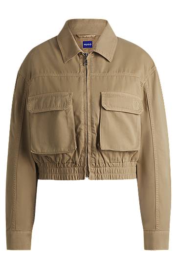 Яке бомбър BOSS Cropped Cotton Canvas Jacket Бежово | 50530800, 0