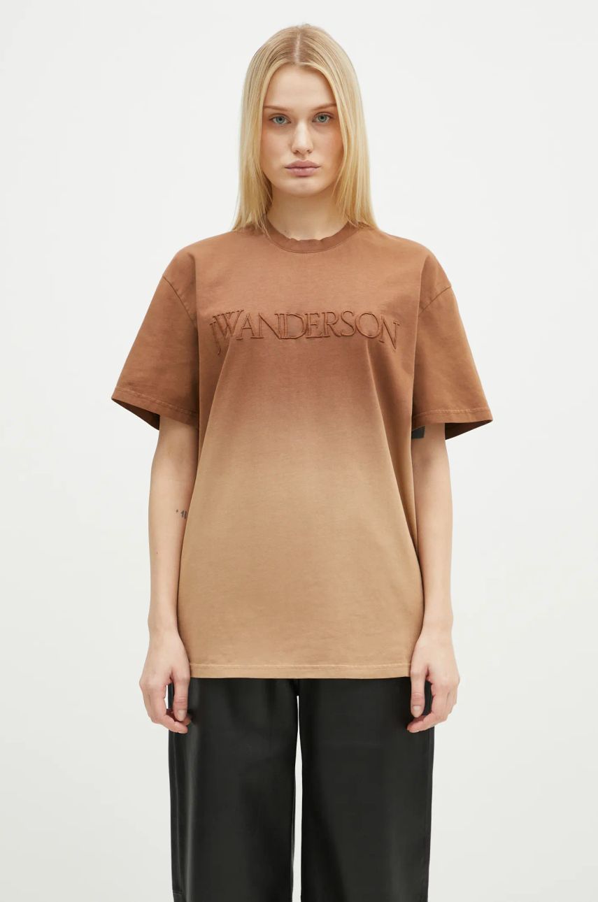 Тениска JW Anderson JW Anderson Logo Embroidery Gradient T-Shirt Кафяво | JT0244.PG1551.619, 0