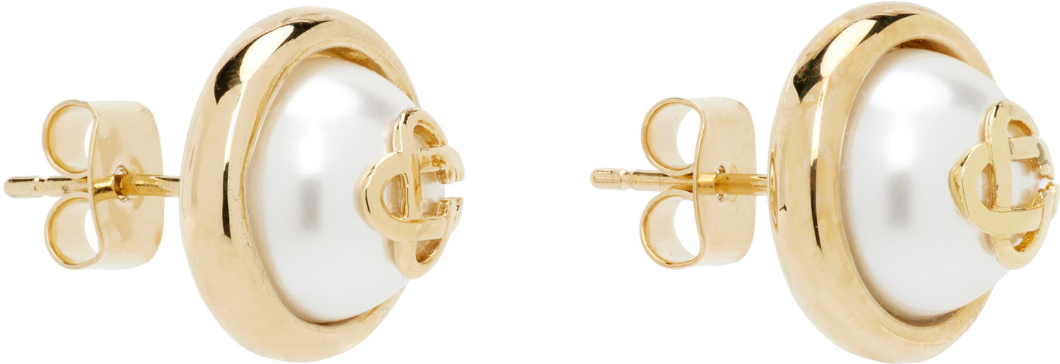 Обеци Casablanca Casablanca Pearl Logo Stud Earrings Жълто | APF25-JW-094-01, 1