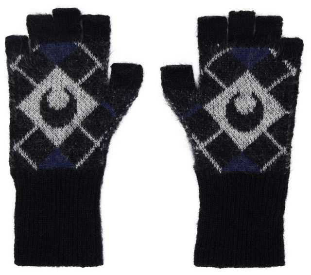 Argyle Knit Fingerless Gloves