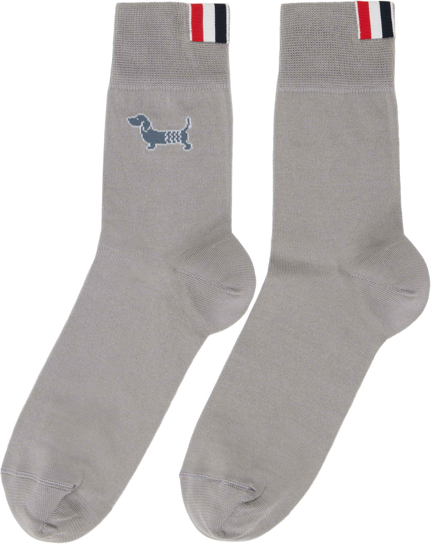 Чорапи Thom Browne Cotton Crew Socks With Dog Embroidery Сиво | FAS220A-Y3012, 1