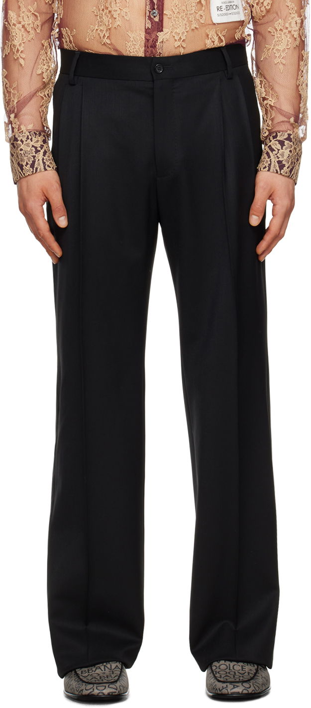 Панталони Dolce & Gabbana Black Straight-Leg Trousers Черно | GYZLHTFUBE7, 0