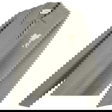 Пуловер AMI Alpaca Knit Polo with Heart A Motif Зелено | H25UPL408-KN0135-058H25, 0