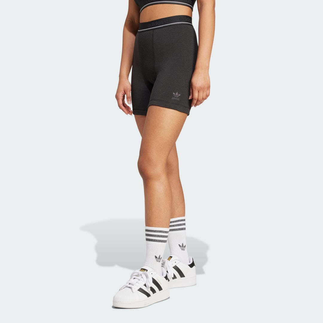 Къси панталони adidas Performance Women's High-Waisted Waffle Shorts Черно | IW5486, 0