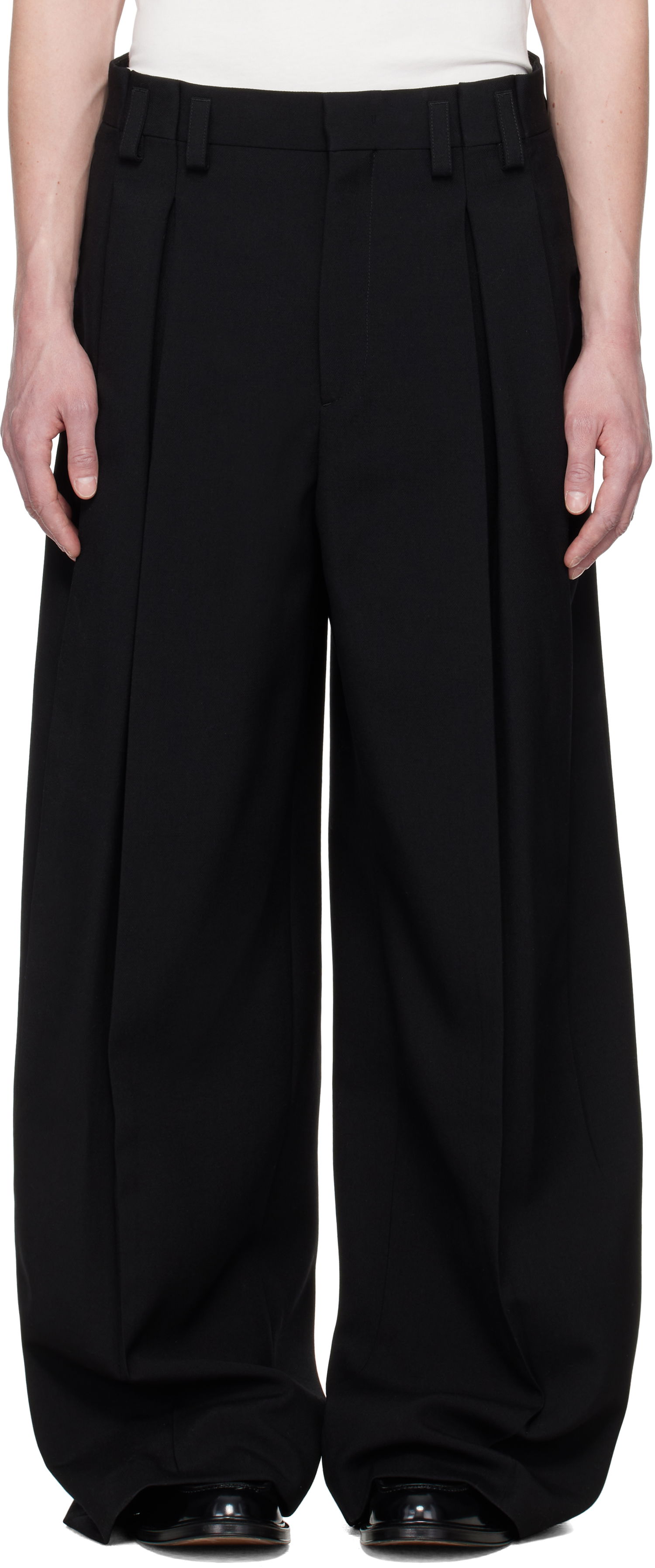 Панталони Jil Sander Jil Sander Wool Pleated Trousers Черно | J21KA0265_J40160, 0