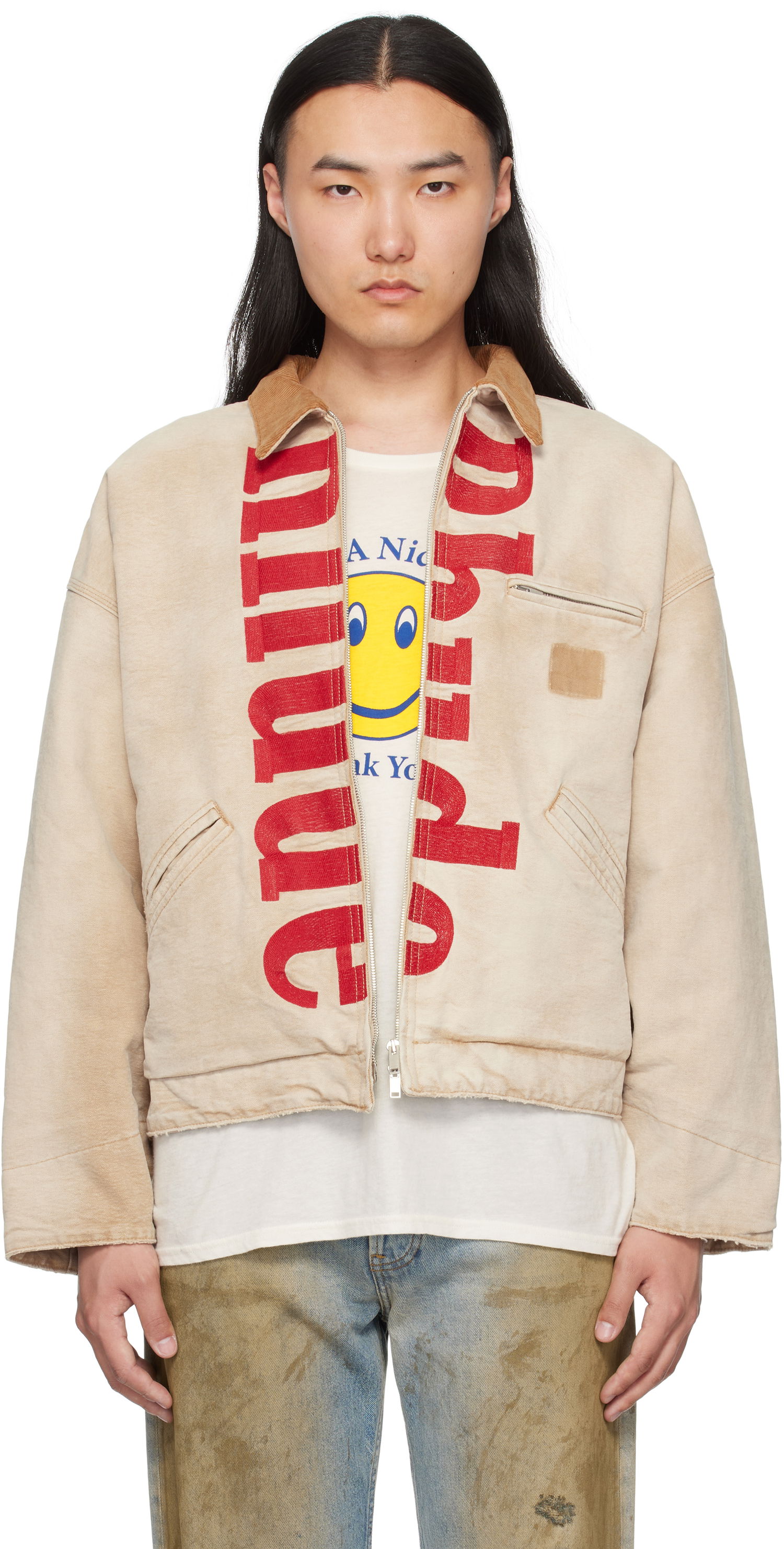Яке Rhude Rhude Logo Workwear Jacket Бежово | RHSS25JA01456, 0