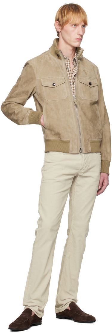 Яке бомбър Tom Ford TOM FORD Chest Pocket Suede Bomber Jacket Бежово | LBS060-LMS020S25, 3