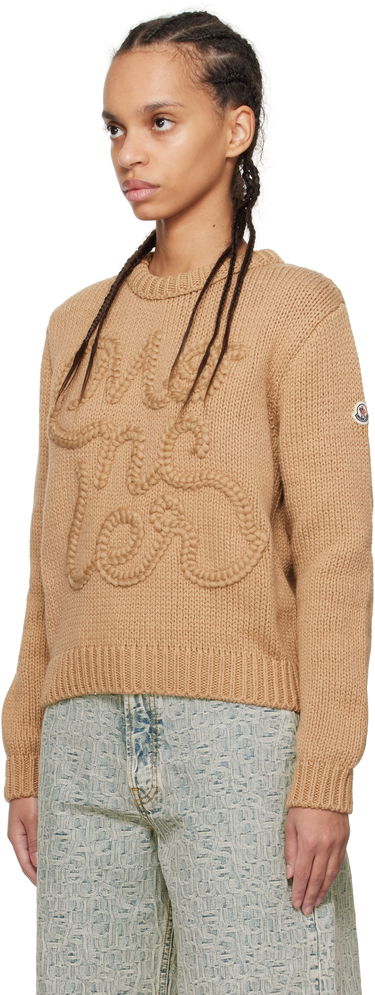 Пуловер Moncler Moncler Embroidered Logo Cotton Sweater Кафяво | K10939C00004M5206, 3