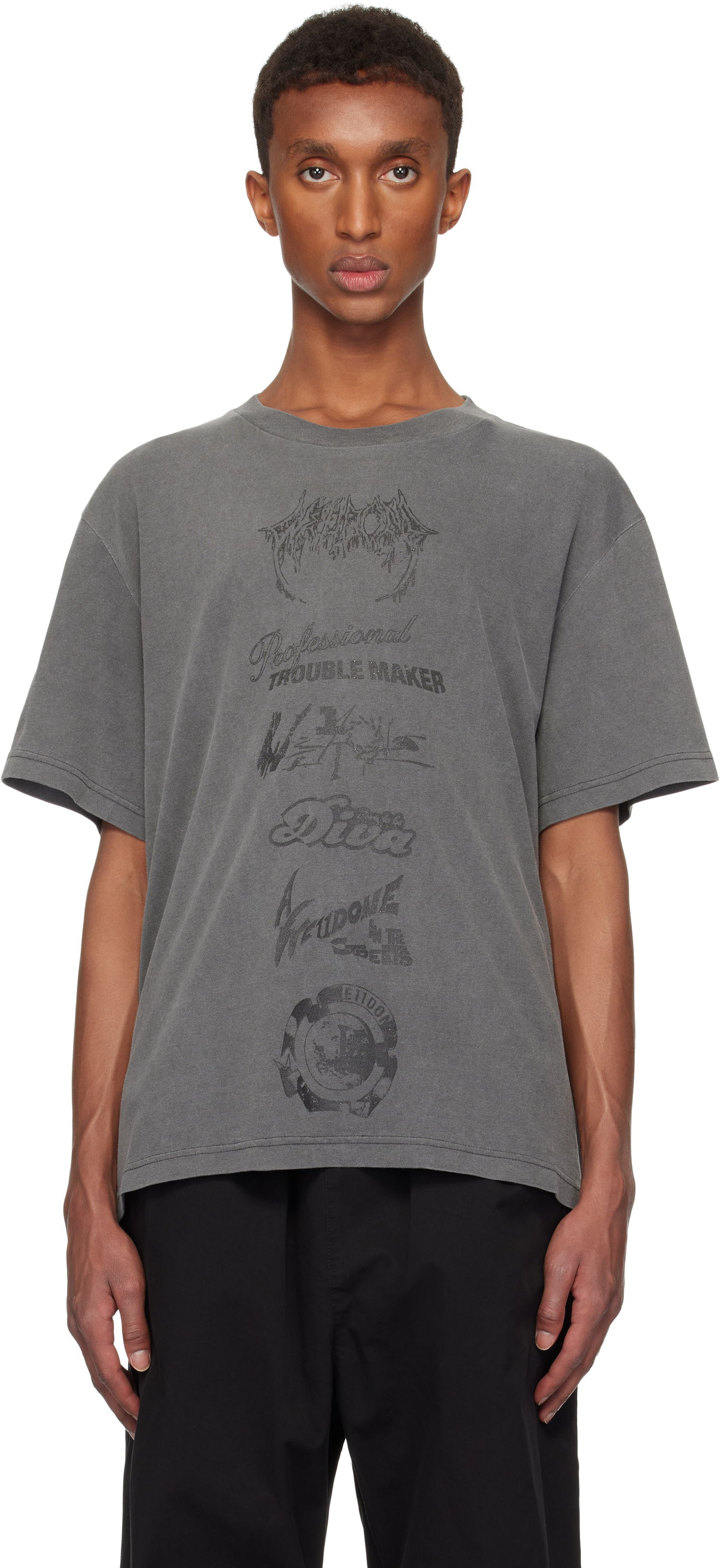 Тениска We11done We11done Multi Logo Graphic T-Shirt Сиво | WD-TT3-24-777-U-CH, 0