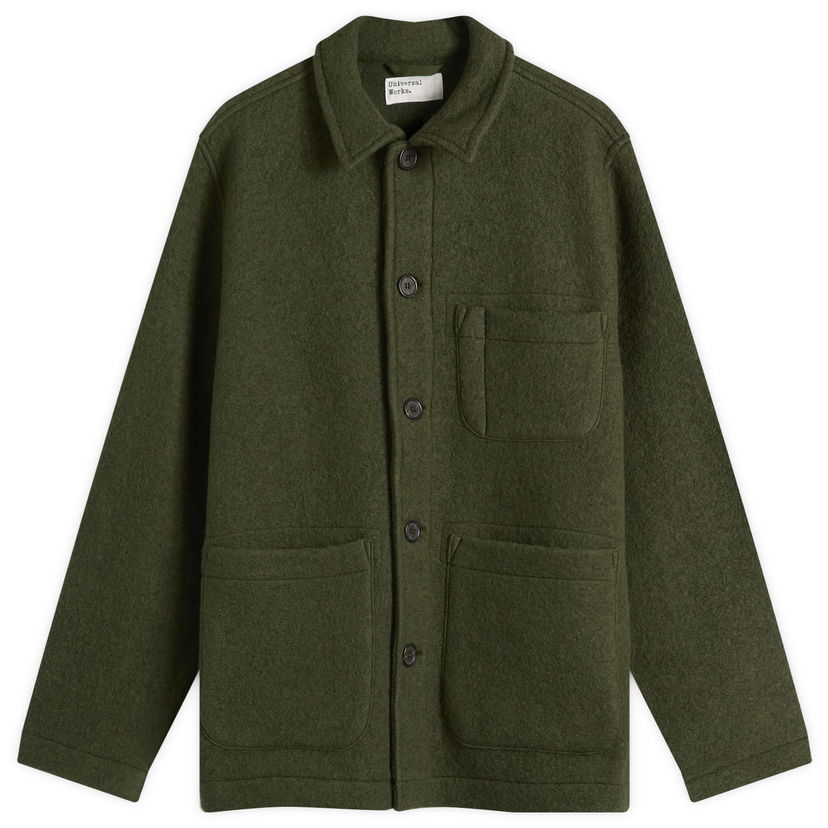 Яке Universal Works Wool Fleece Field Jacket, Size Small Зелено | 00017-OLV