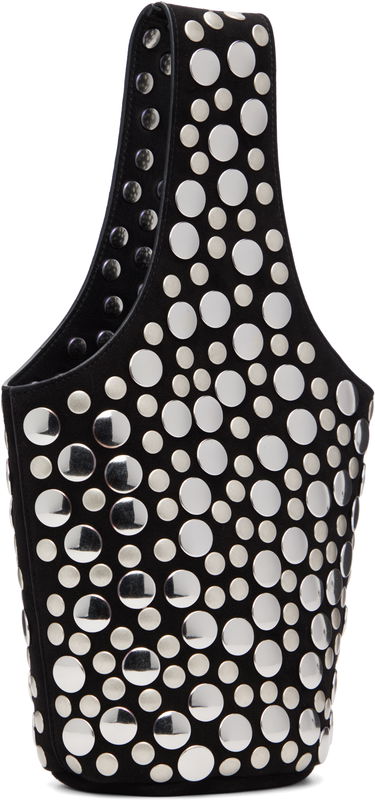 Голяма пазарска чанта Khaite KHAITE Livia Studded Suede Tote Черно | H2031-849, 2