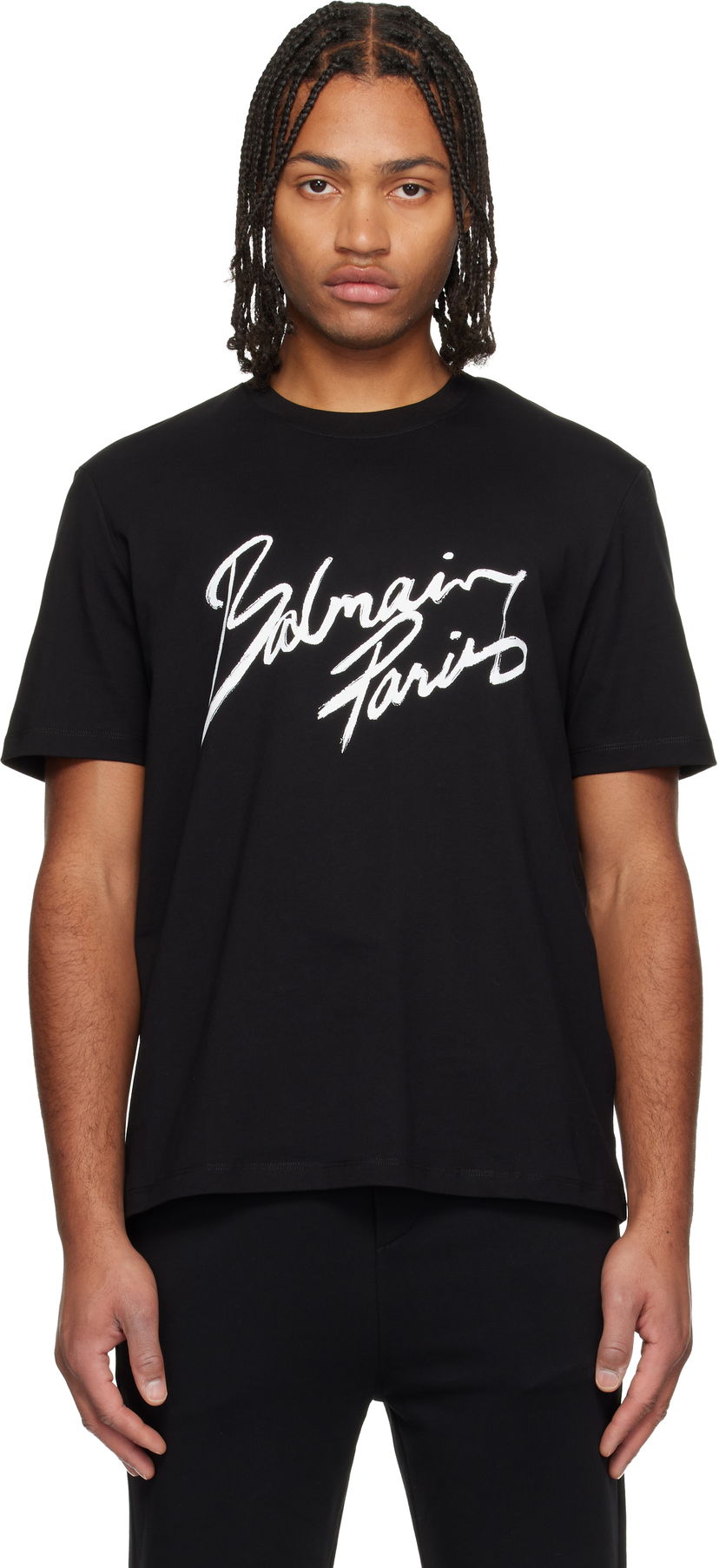 Тениска Balmain 'Balmain Paris' Writing T-shirt Черно | FH2EG000BD27