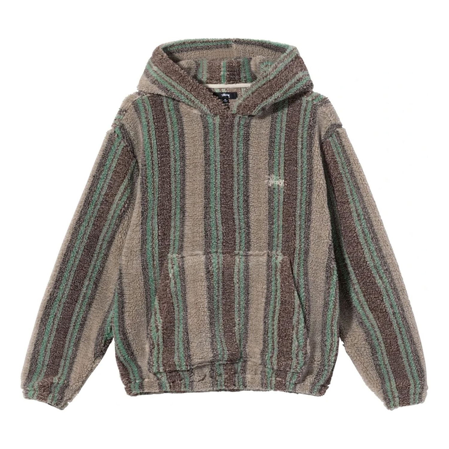 Суитчър Stüssy Striped Sherpa Hoodie Зелено | 118438-TANN, 0