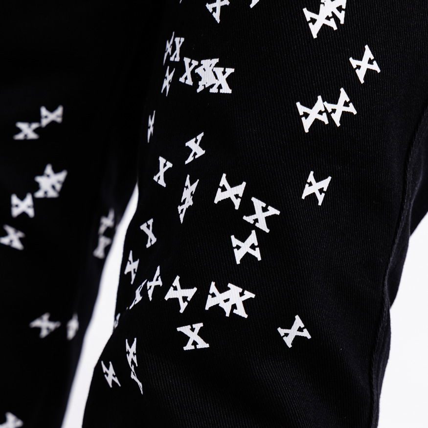 Панталони Pleasures Vomit Printed Trousers Черно | P21W021-BLACK, 1