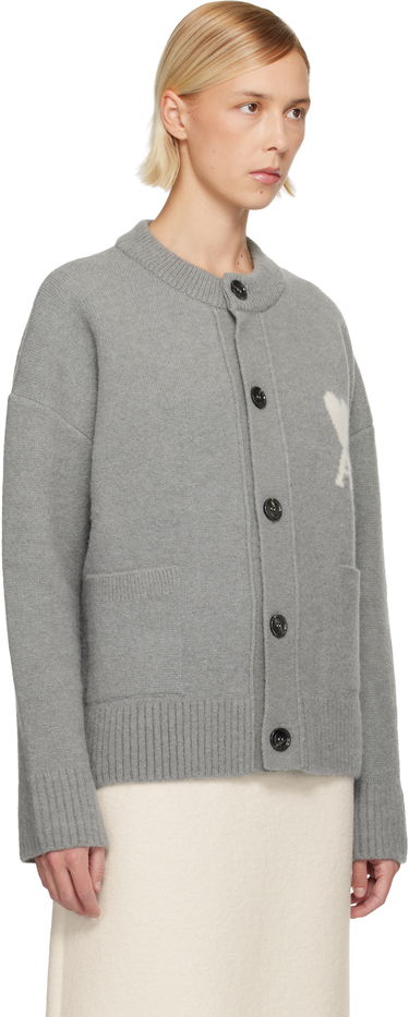 Пуловер AMI Alpaca Ami de Coeur Cardigan Кафяво | H25UKC366.KN0135, 5