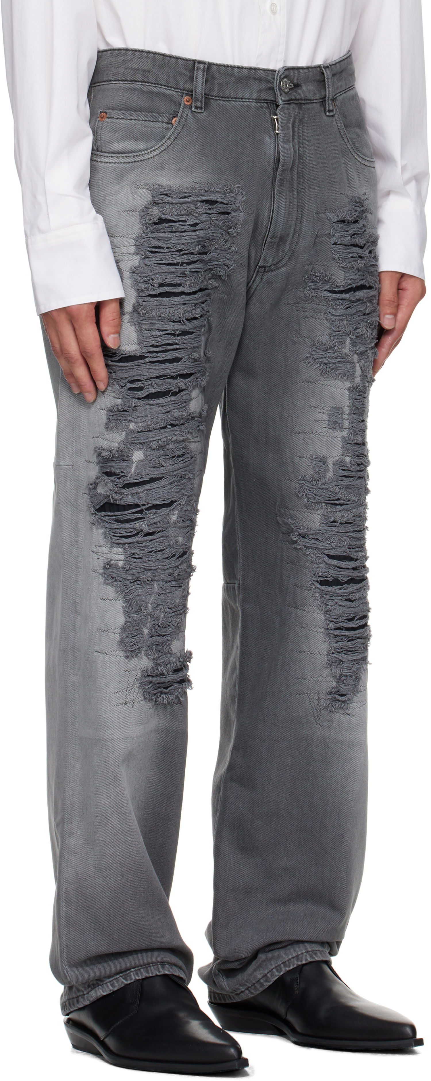 Дънки Maison Margiela MM6 Maison Margiela 5-Pocket Distressed Jeans Сиво | SH0LA0030 M30011, 1