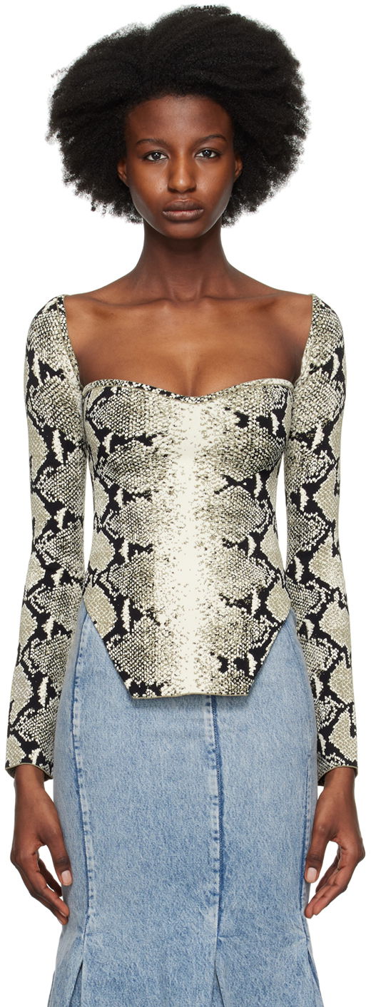 Maddy Snakeskin Print Long Sleeve Top