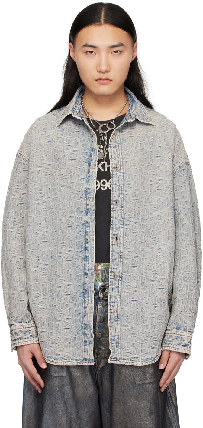Риза Acne Studios Monogram Denim Shirt Синьо | BB0562-, 0