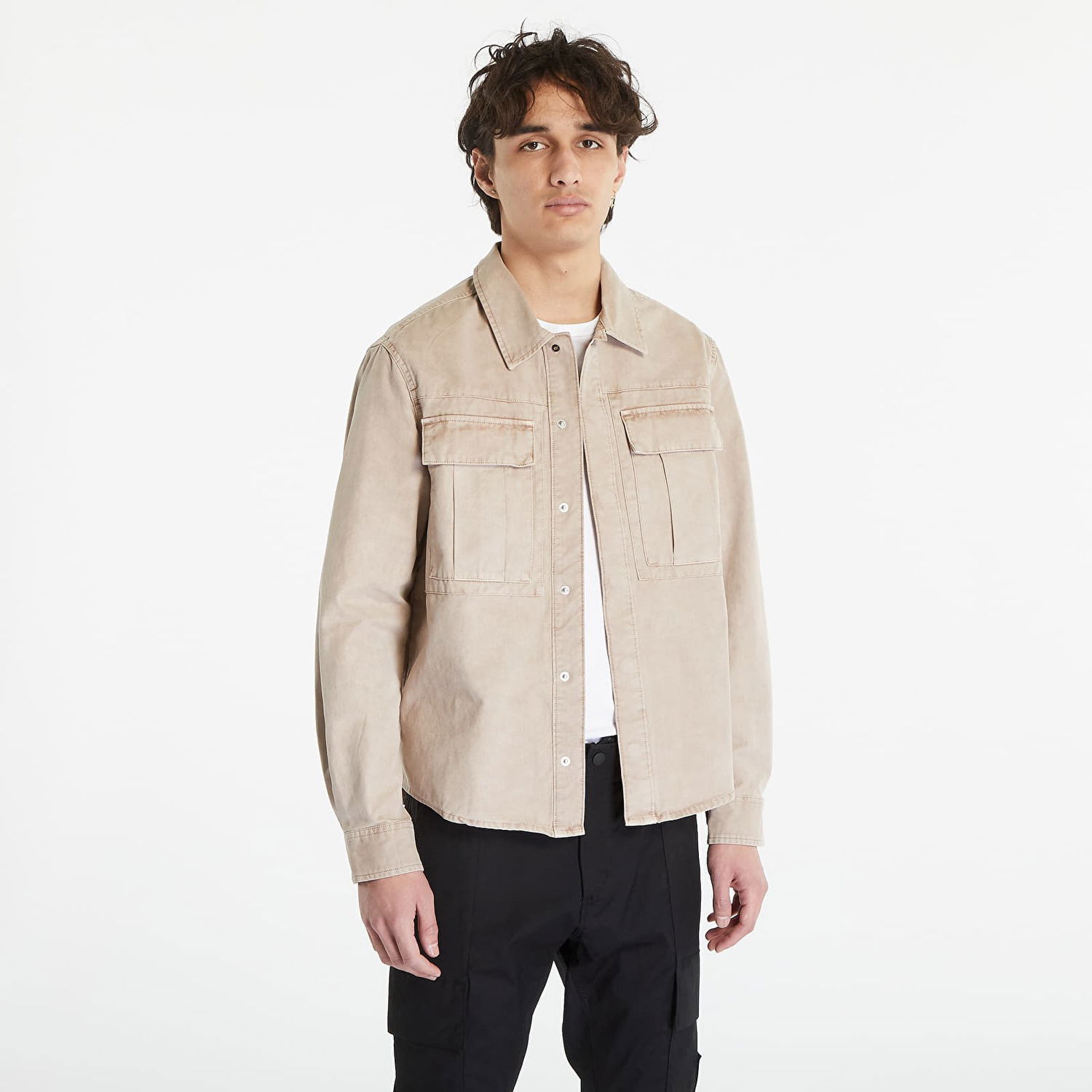 Яке CALVIN KLEIN Mineral Dye Utility Casual Shirt Бежово | J30J322949 PE5, 0