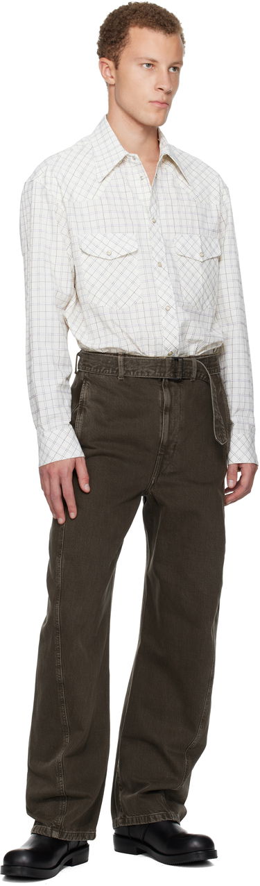 Риза LEMAIRE Checked Western Snap-Button Shirt Бяло | SH1209 LF1503, 4