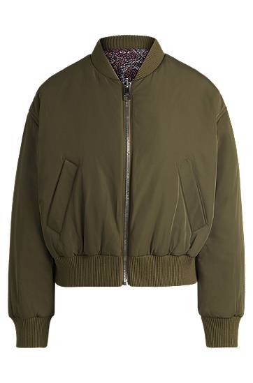 Яке бомбър BOSS Reversible Water-Repellent Bomber Jacket Зелено | 50521621, 0