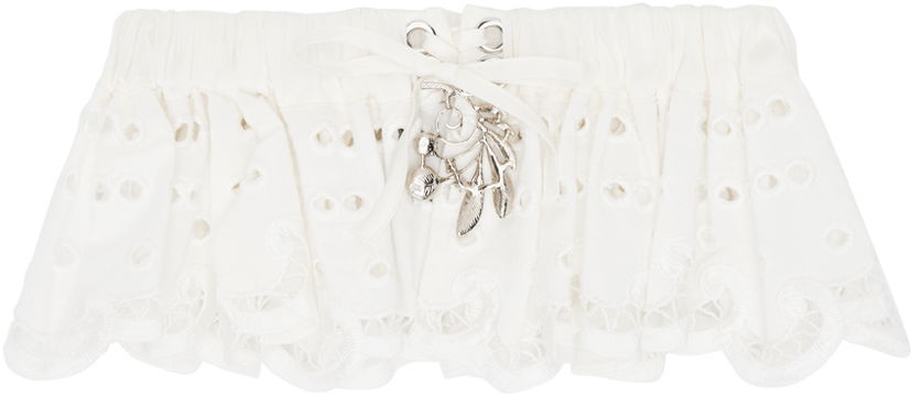 Колани Chopova Lowena Exclusive Off-White Ruffled Garter Бяло | W6340