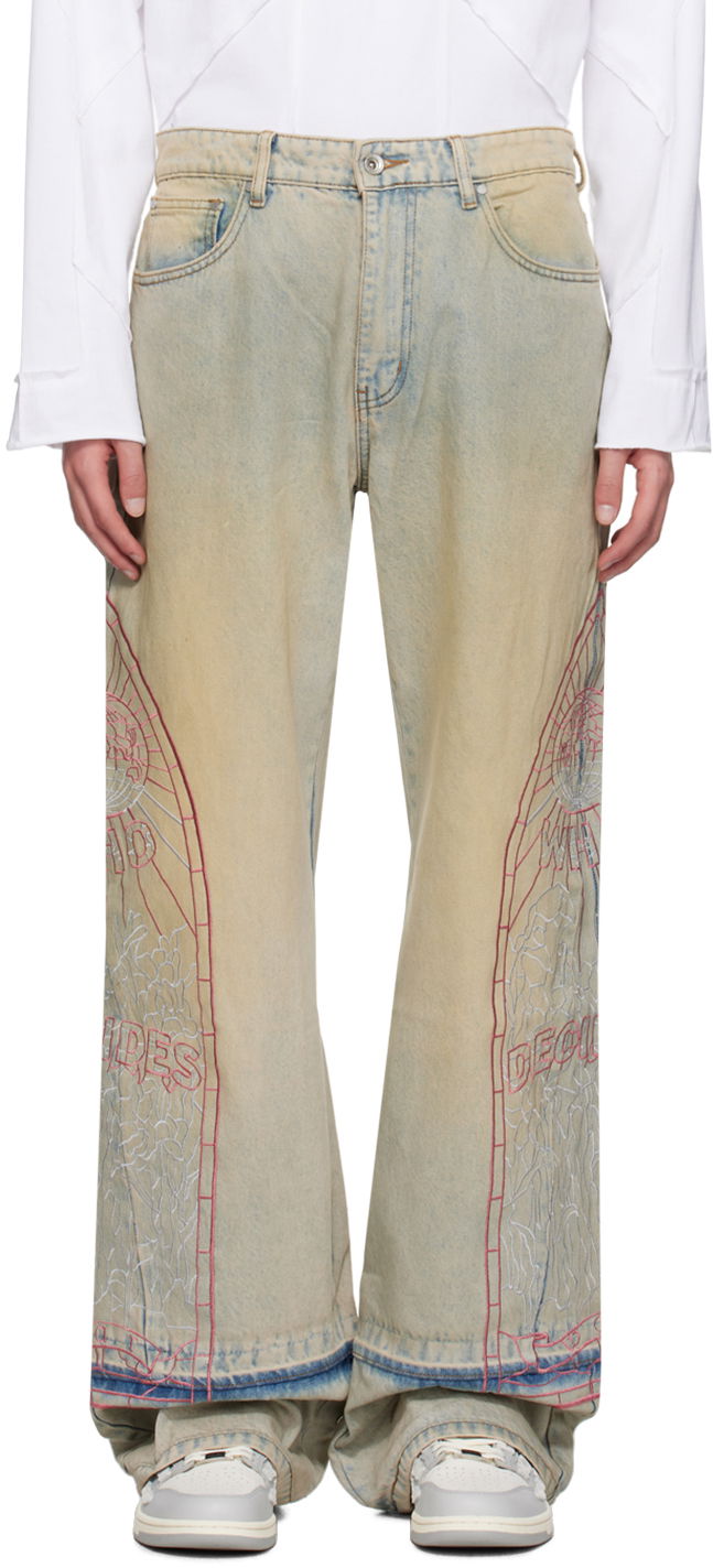 Дънки Who Decides War Faded Embroidered Loose Fit Jeans Многоцветен | 1120700009SS24